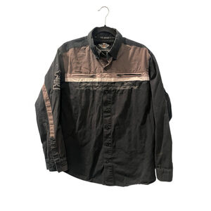 Harley Davidson Vinta Shirt Jacket Size Large Button Down Biker Embroidered Mens